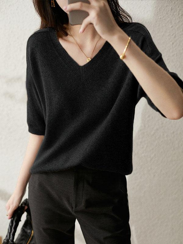 Alison | cashmere striktrøje med v-hals