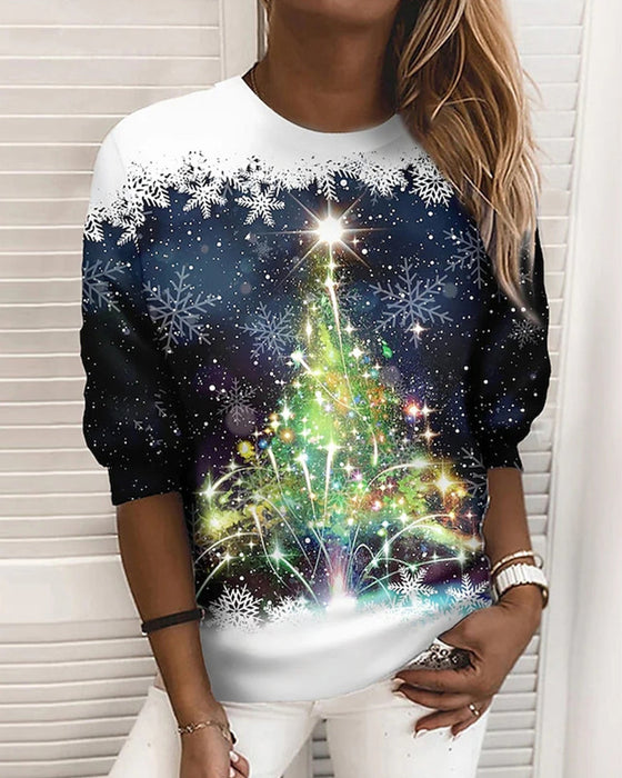 Sweatshirt – med rund hals og juleprint