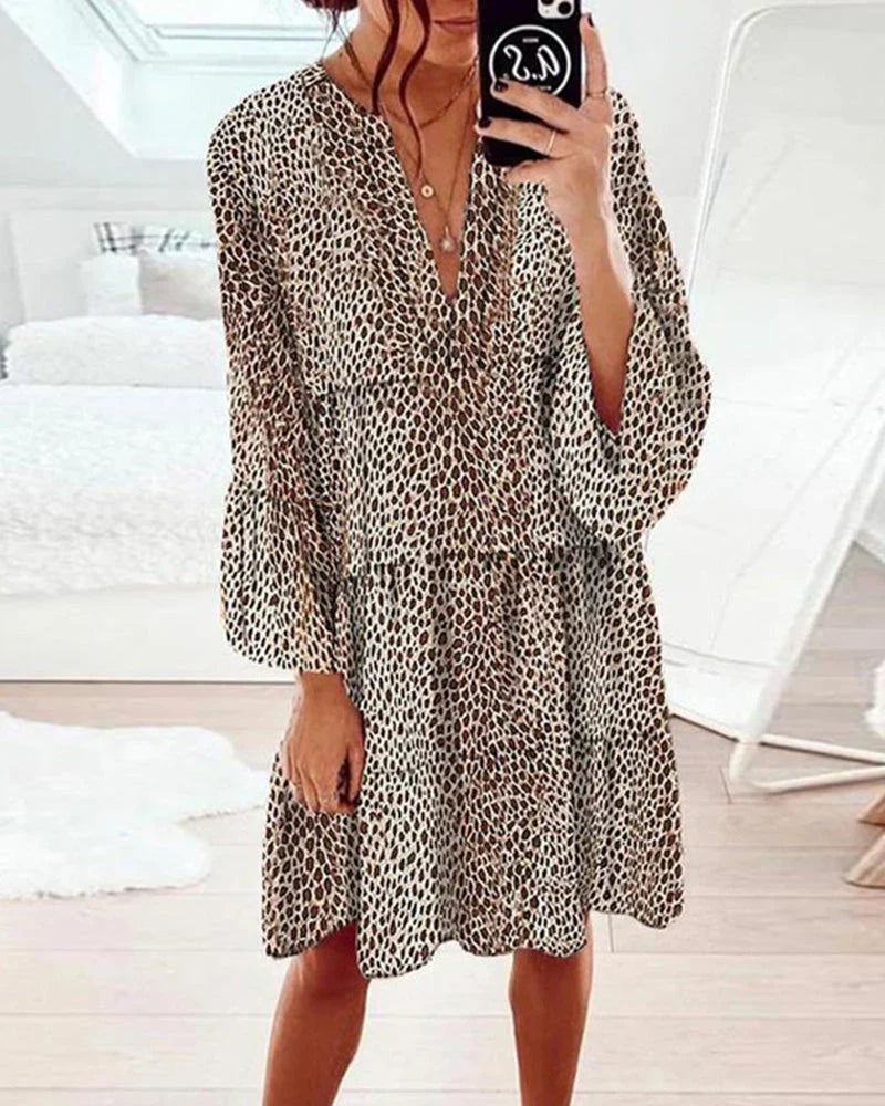 Ruby | Leopard-knælang damekjole