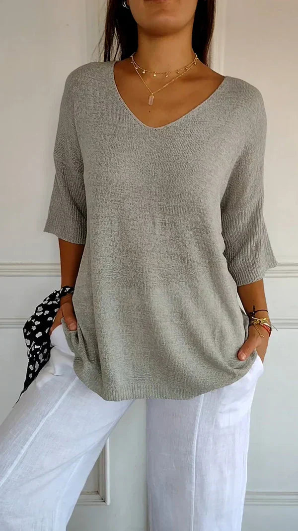 Lilly | elegant top med v-udskæring