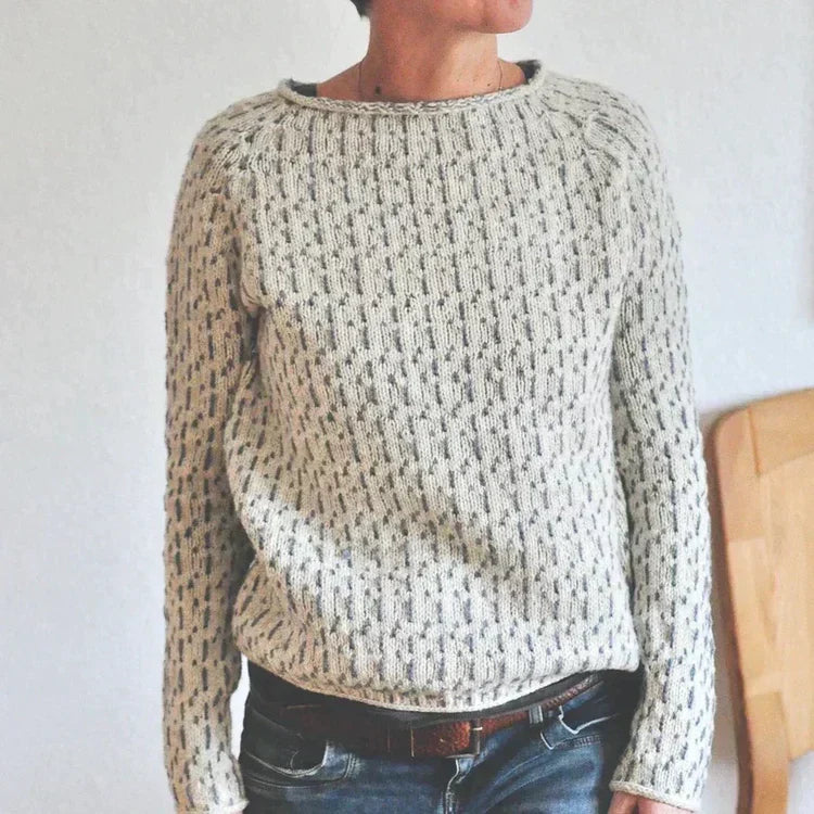 Olyvia - elegant grå sweater med bådudskæring