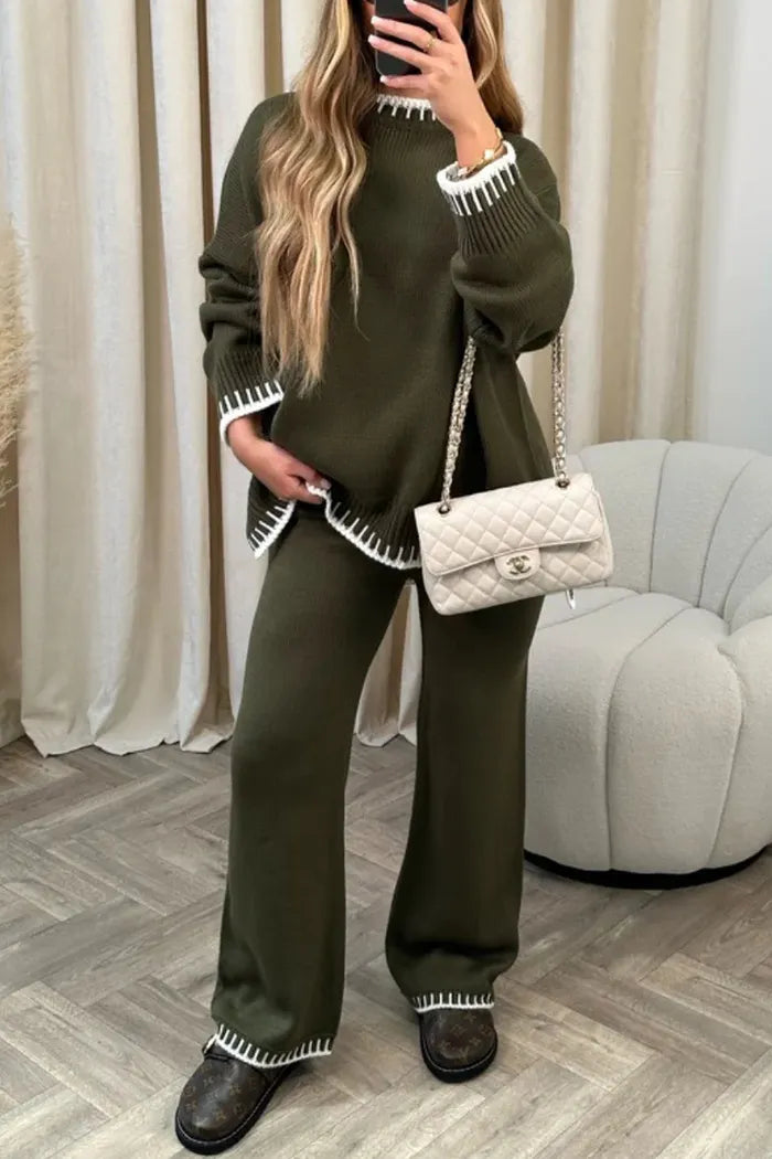 Varmt vintertrøjesæt med lange ærmer og specielle detaljer