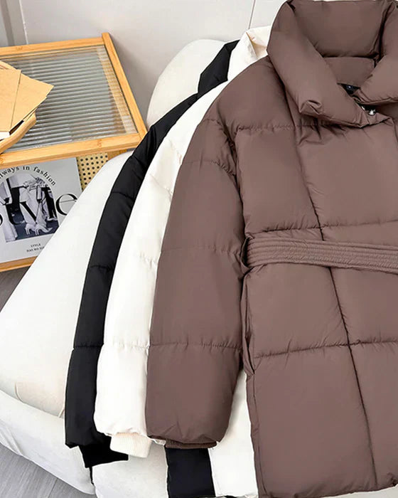 Casual - polstret jakke med revers i en enkel farve