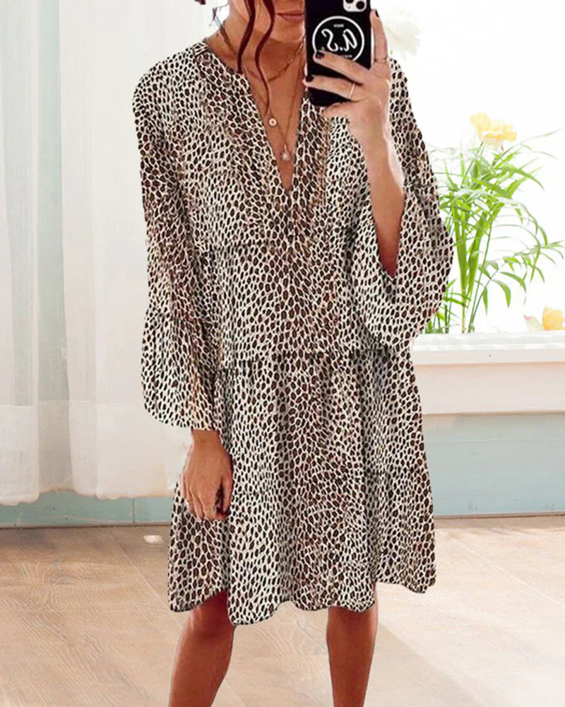 Ruby | Leopard-knælang damekjole