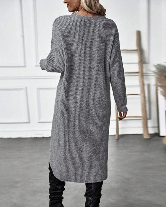 Cela - ensfarvet sweaterkjole