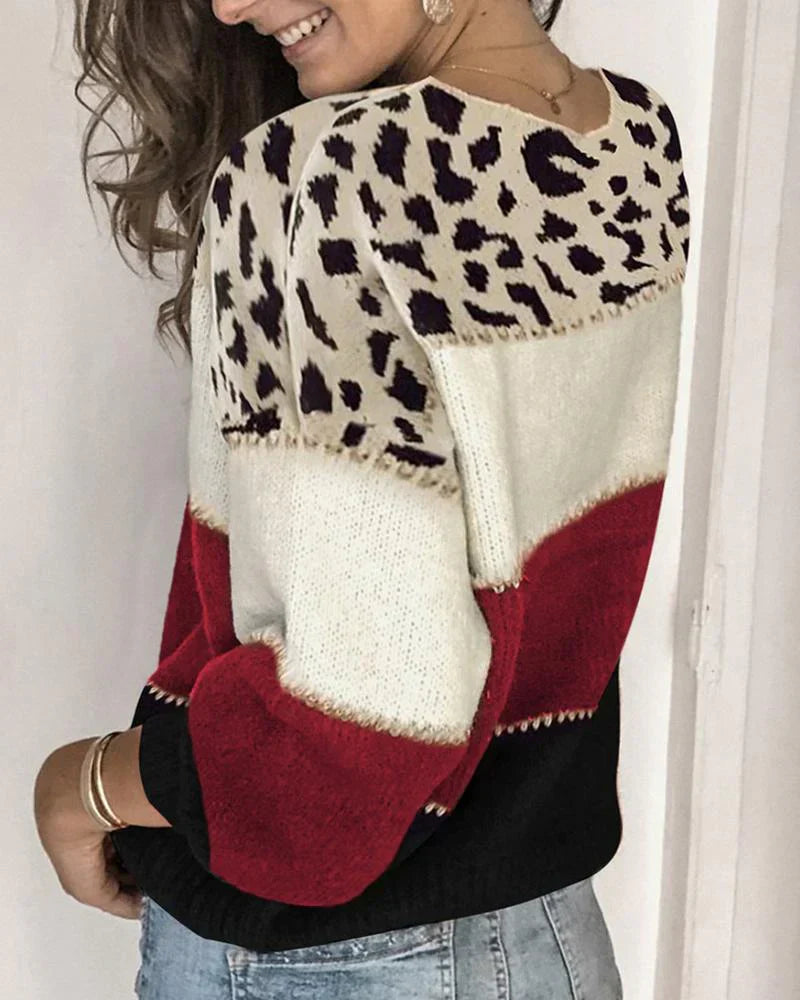 Els | stribet sweatshirt med leopardprint