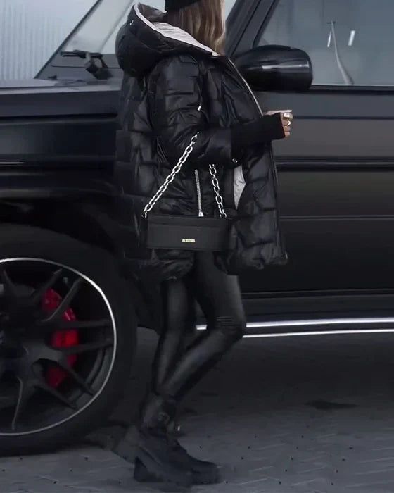 Casual - polstret jakke med farveblokering, snøre og lynlåslukning