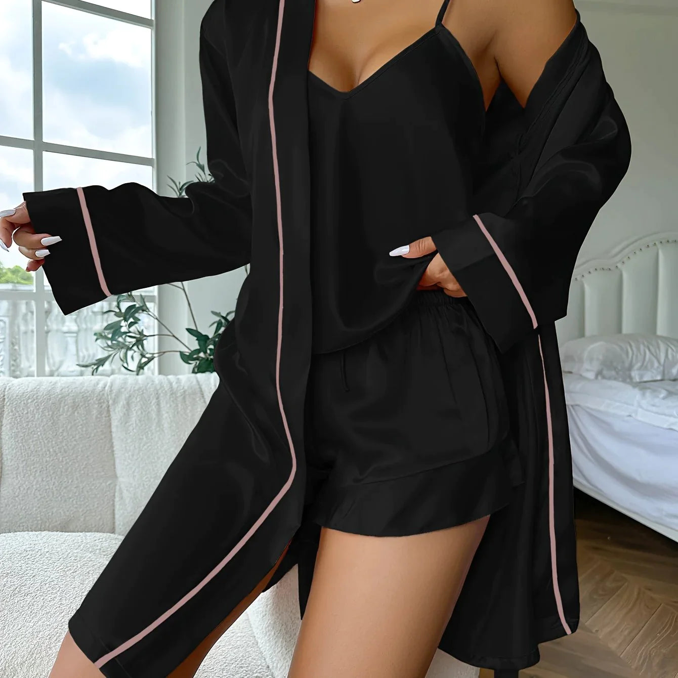3-delt satin pyjamas sæt barbara