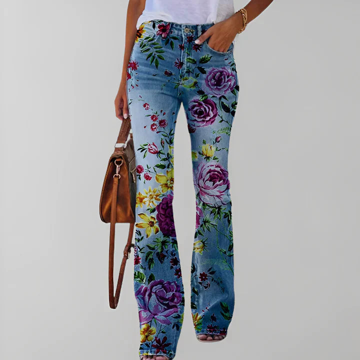 Bethanie - lige jeans med blomsterprint