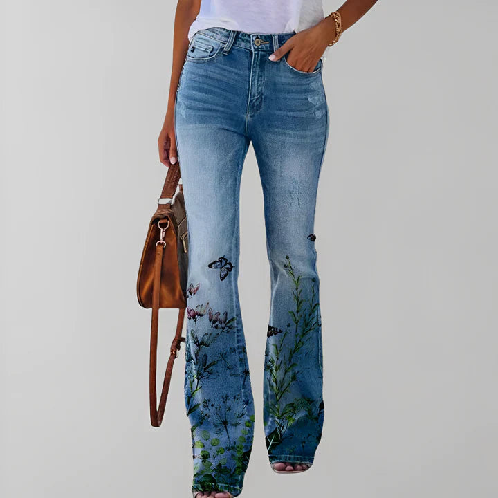 Bethanie - lige jeans med blomsterprint