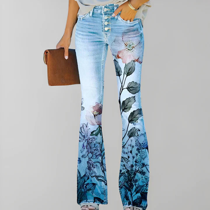 Bethanie - lige jeans med blomsterprint