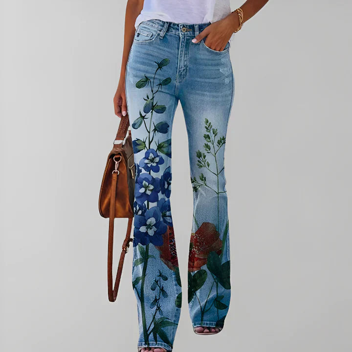 Bethanie - lige jeans med blomsterprint