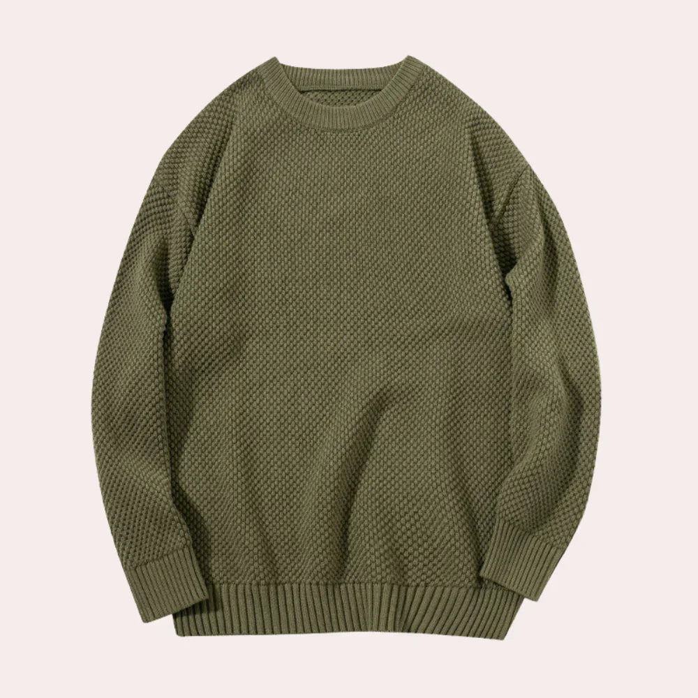 Vindjakke til mænd med en afslappet sweater med rund hals til mænd