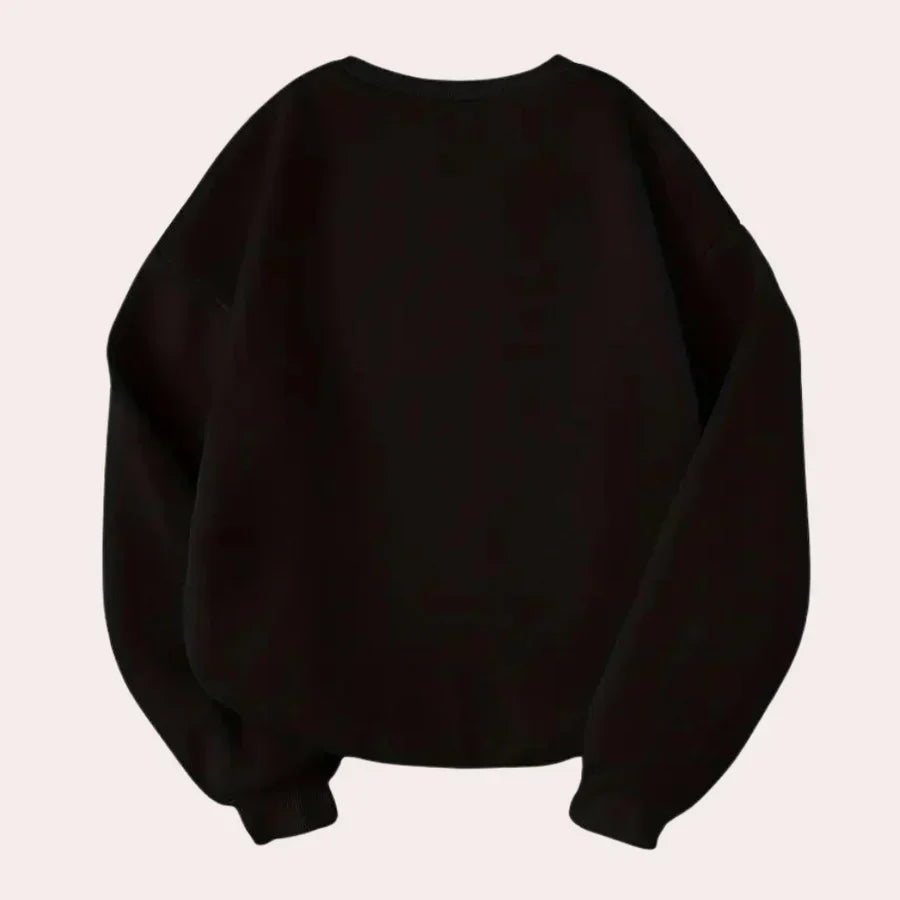 Afra – halloween sweater med rund hals og græskarmotiv til kvinder