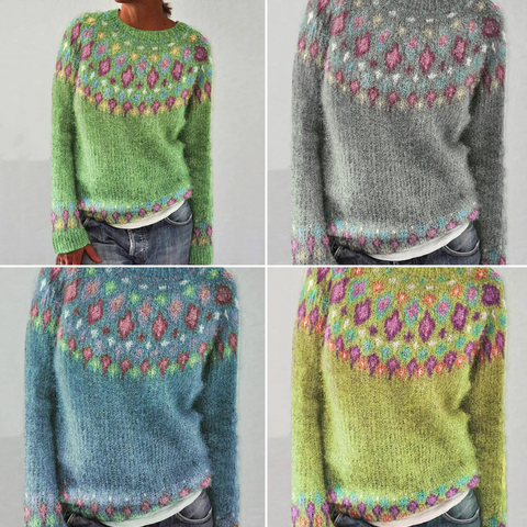 Carla - geometrisk trøje med kontrastprint