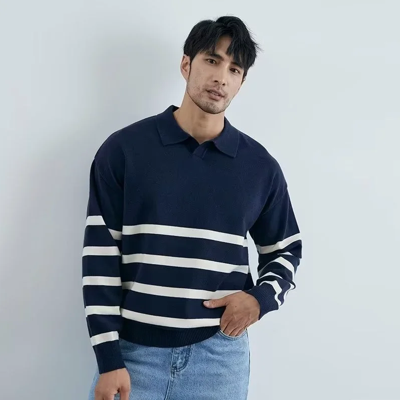 Ezekiel - stribet strikket sweater til mænd