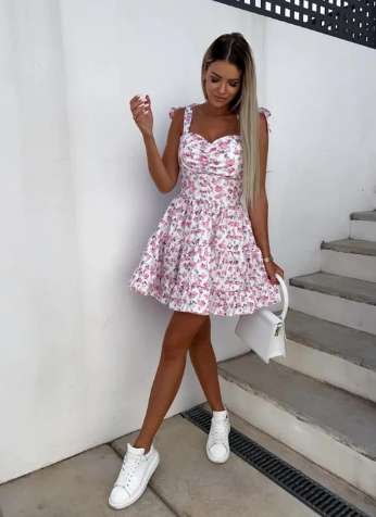Zoe - ærmeløs boho-kjole med blomsterprint