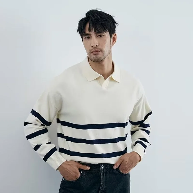 Ezekiel - stribet strikket sweater til mænd