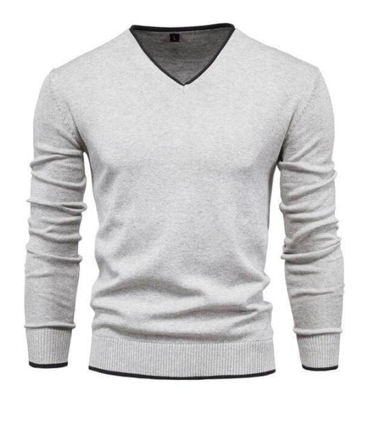 Slim fit trøje i sterlingsølv med V-hals