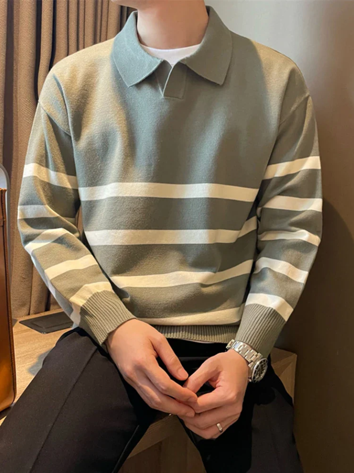 Ezekiel - stribet strikket sweater til mænd