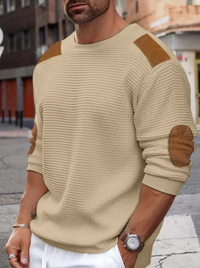 Adriel herre vaffelstrikket sweater