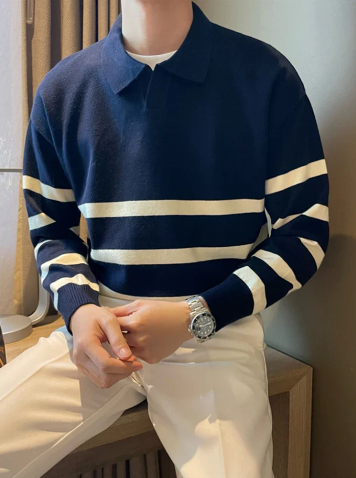 Ezekiel - stribet strikket sweater til mænd