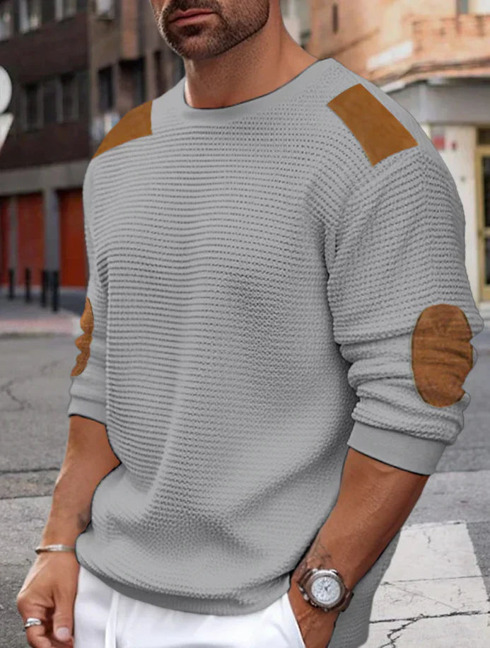 Adriel herre vaffelstrikket sweater
