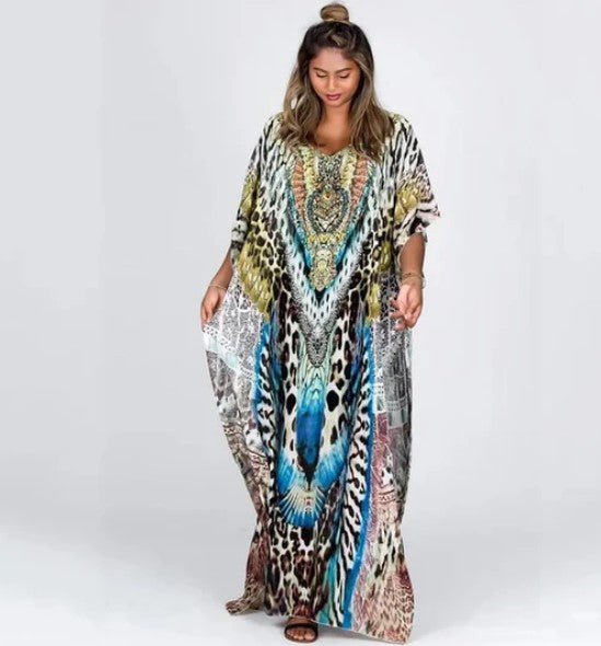 Harper - flerfarvet boho-kjole med grafisk print