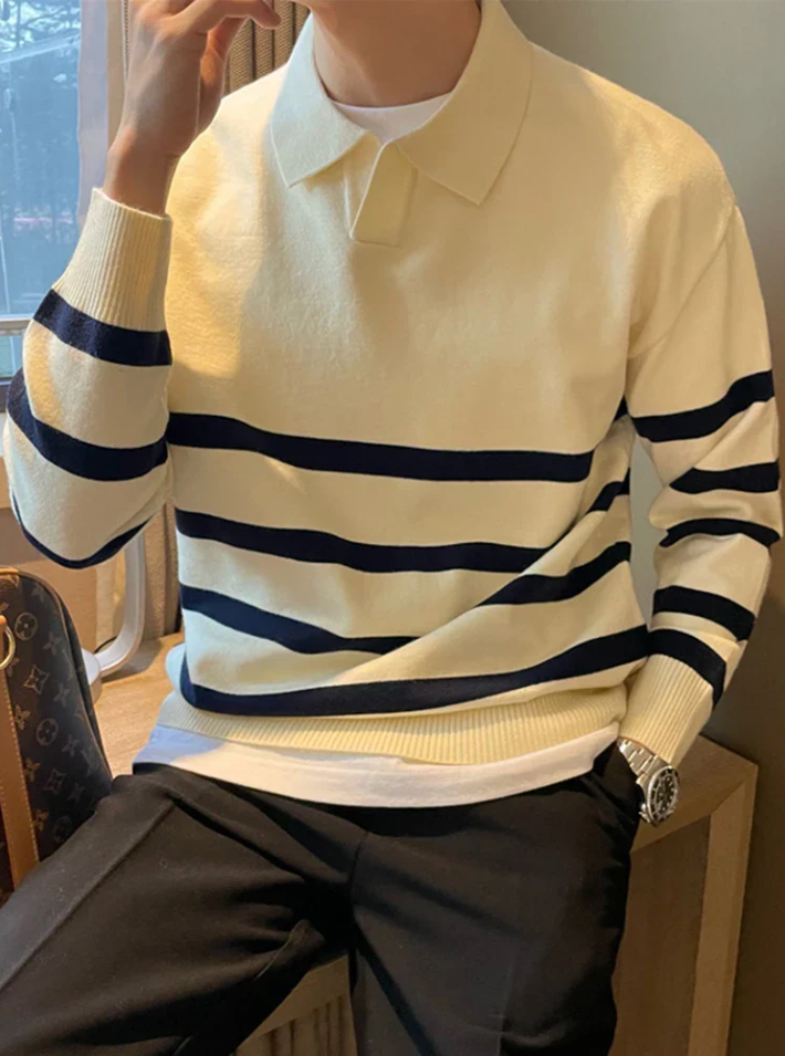 Ezekiel - stribet strikket sweater til mænd