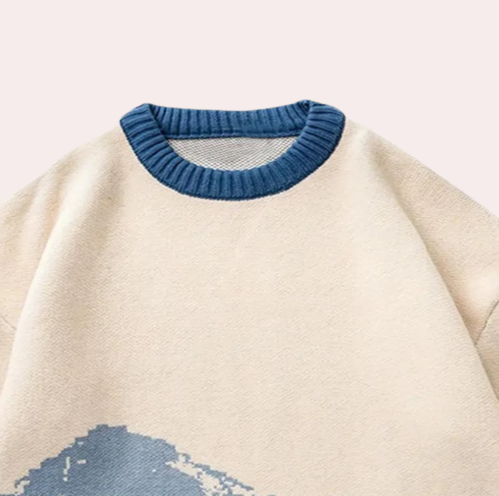 Godelief - sweater til mænd med et markant bjergprint