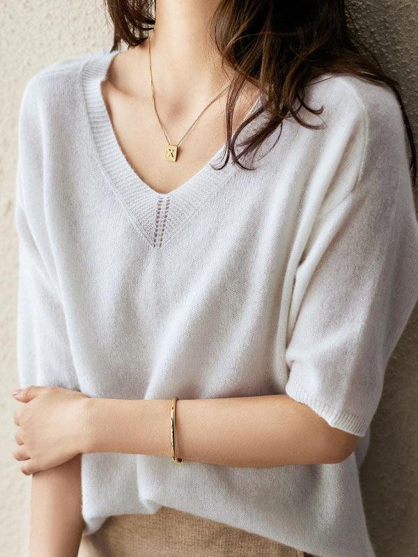 Alison | cashmere striktrøje med v-hals