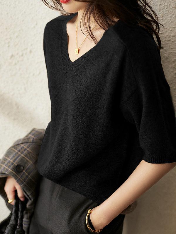 Alison | cashmere striktrøje med v-hals
