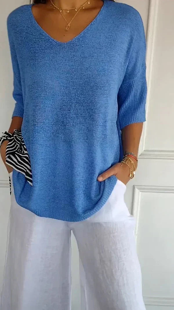 Lilly | elegant top med v-udskæring