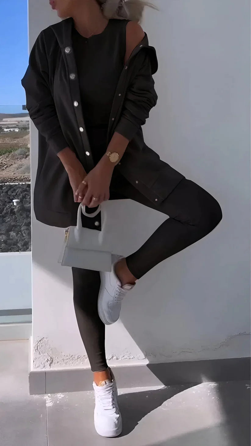 Cosyset - cardigan med hætte sweatshirt