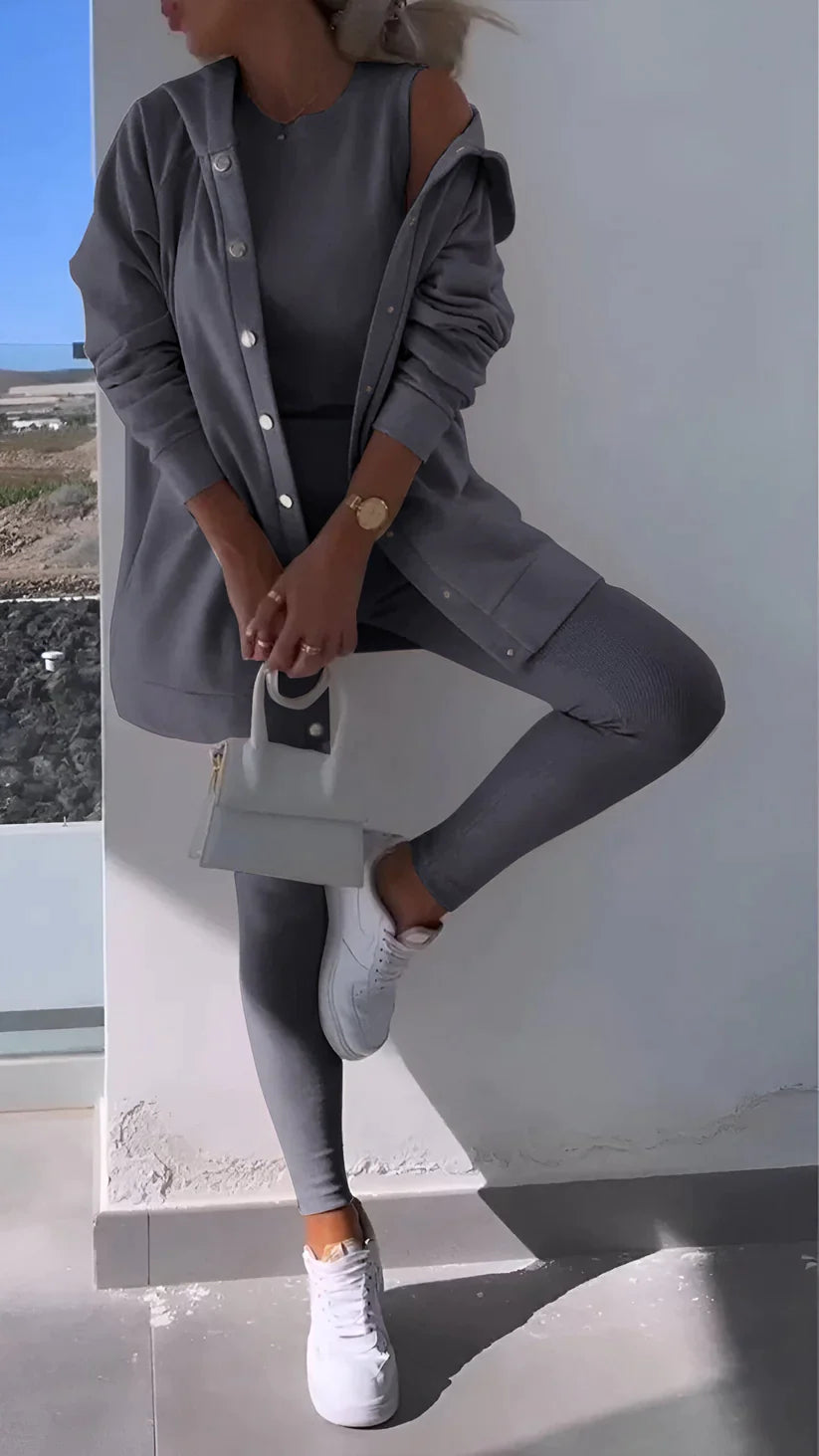 Cosyset - cardigan med hætte sweatshirt