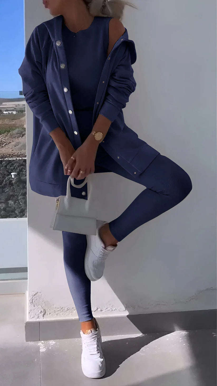 Cosyset - cardigan med hætte sweatshirt