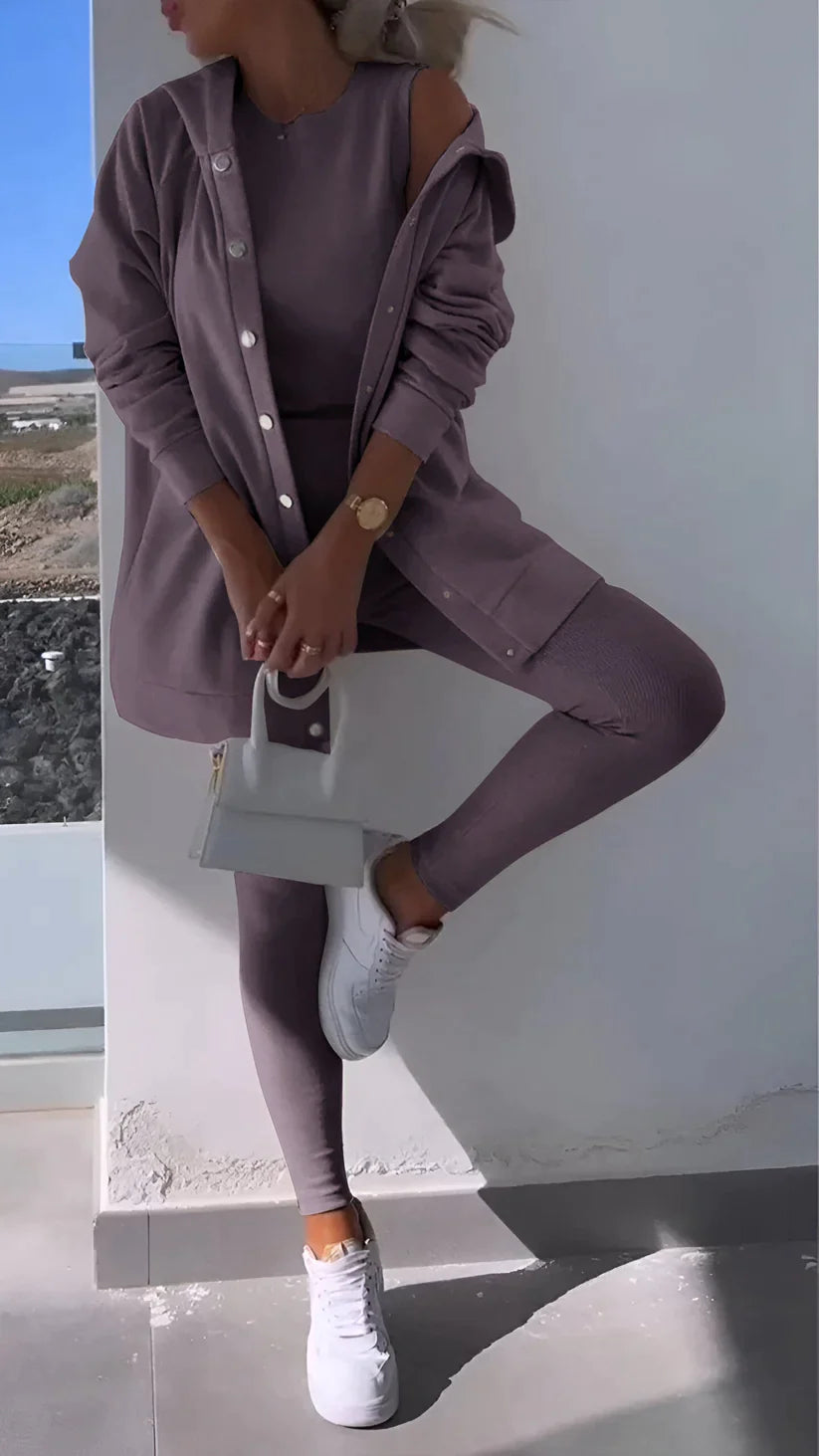 Cosyset - cardigan med hætte sweatshirt