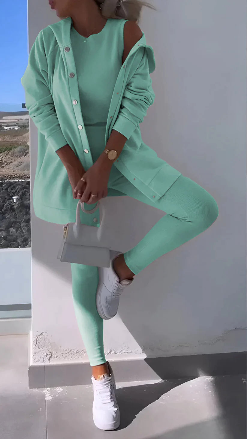 Cosyset - cardigan med hætte sweatshirt