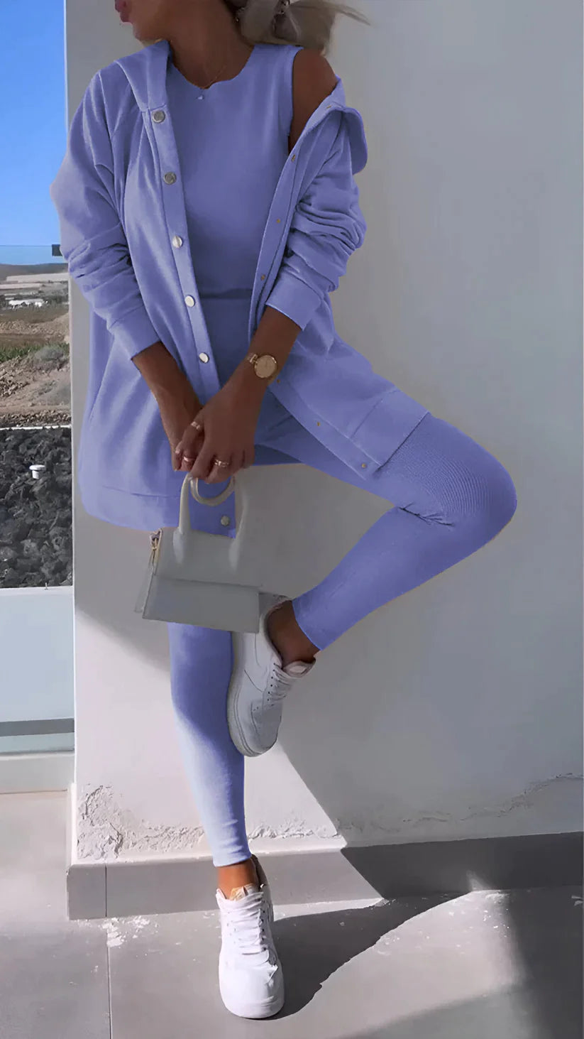 Cosyset - cardigan med hætte sweatshirt