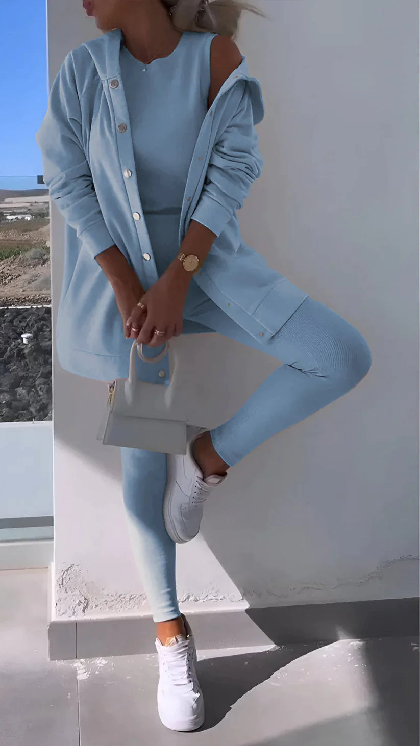 Cosyset - cardigan med hætte sweatshirt