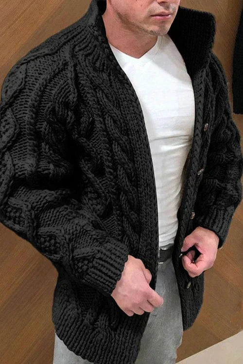 Dawe - herrecardigan med ruskindskrave