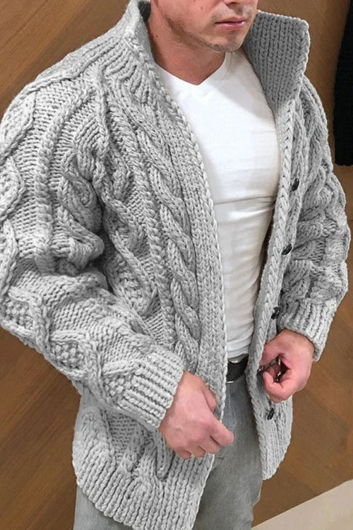 Dawe - herrecardigan med ruskindskrave