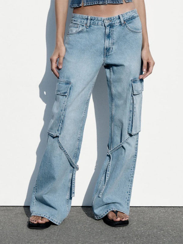 Brede jeans jessamine l med blondelukning