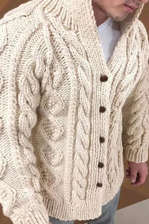 Dawe - herrecardigan med ruskindskrave