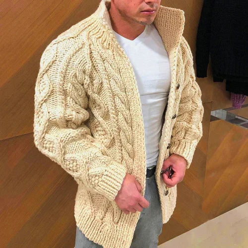Dawe - herrecardigan med ruskindskrave