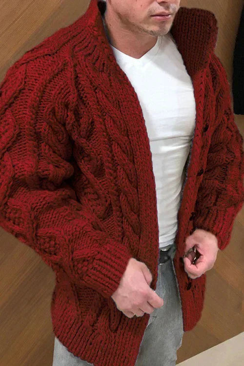 Dawe - herrecardigan med ruskindskrave