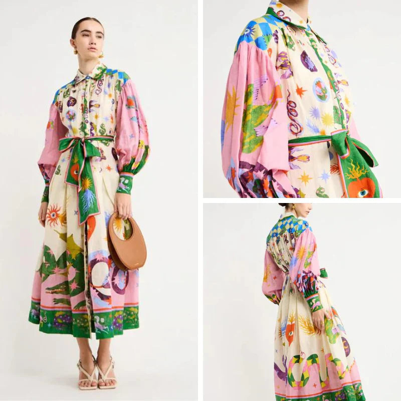 Babette | en lang kjole i vintagestil med print