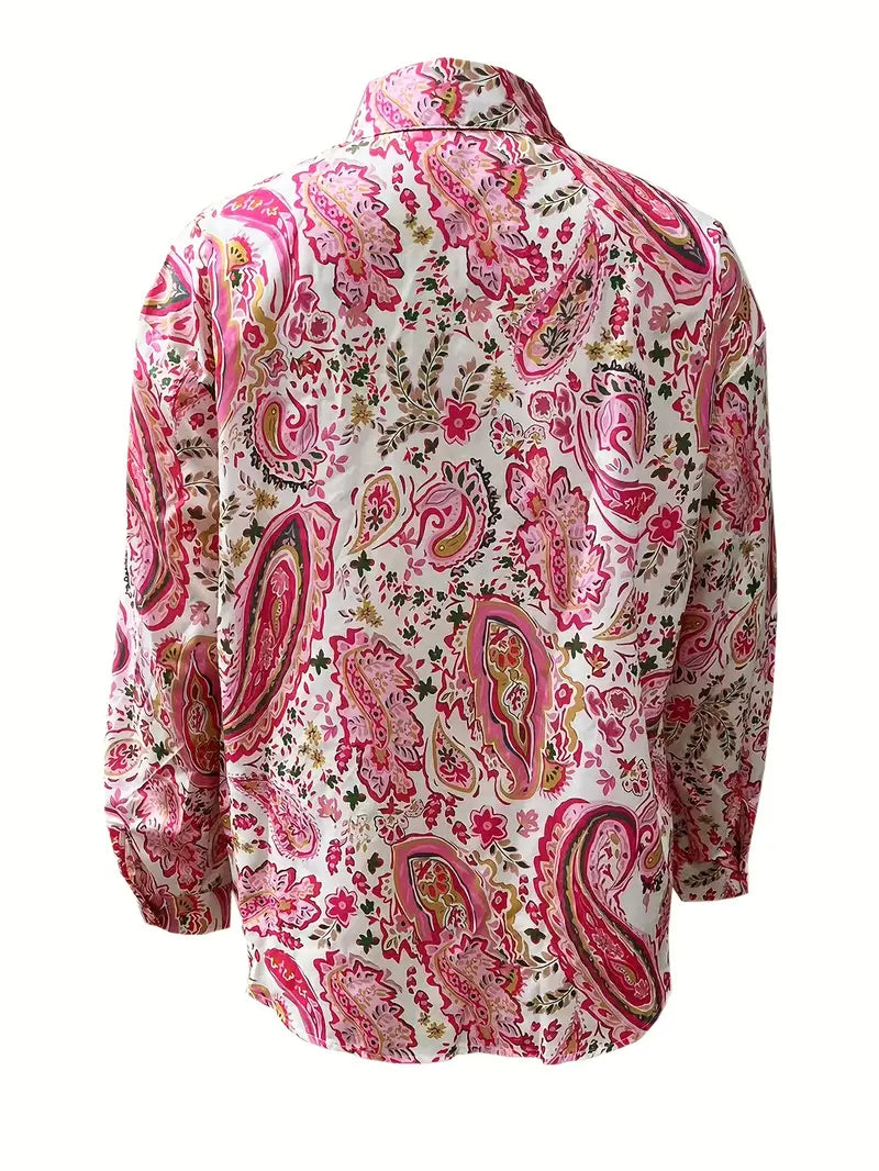 Megan - langærmet skjorte med paisleyprint og knap