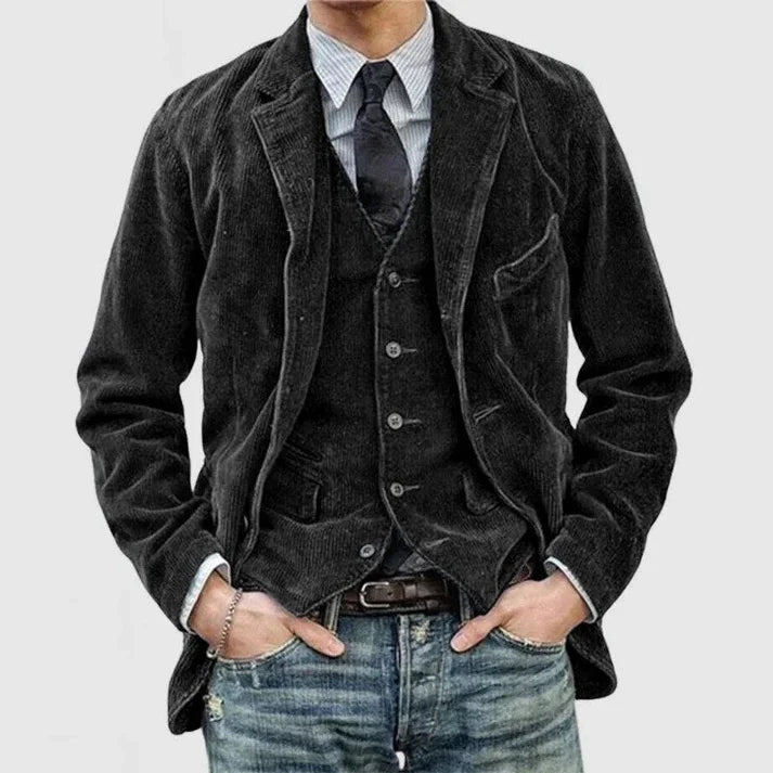 Den - vintage jakke med revers lavet af nicks ribbet velour til mænd