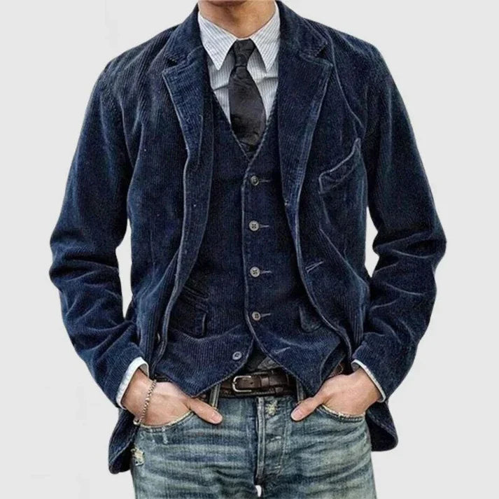 Den - vintage jakke med revers lavet af nicks ribbet velour til mænd